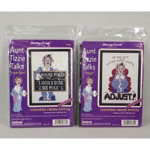 Embroidery Kit Cross Stitch Set of 2 Janlynn Aunt Tizzie Talks #AT03, AT08